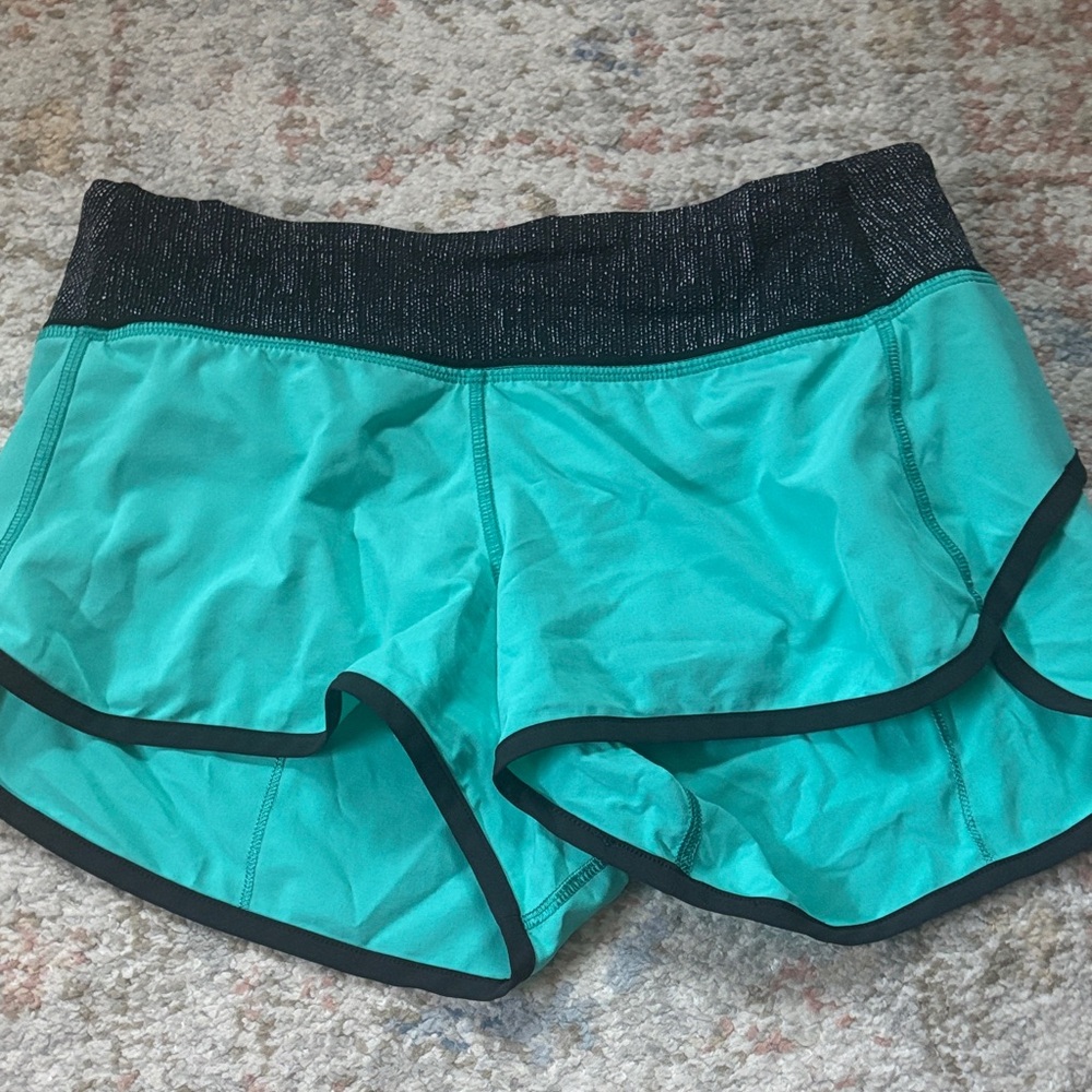 LULULEMON SIZE 4 Women's Teal and Black Athletic Shorts